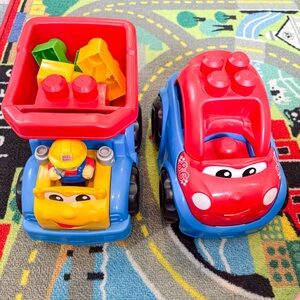 Mega BLOKS First Builders Race Car & Dump Truck Toddler Building Blocks Toy Set